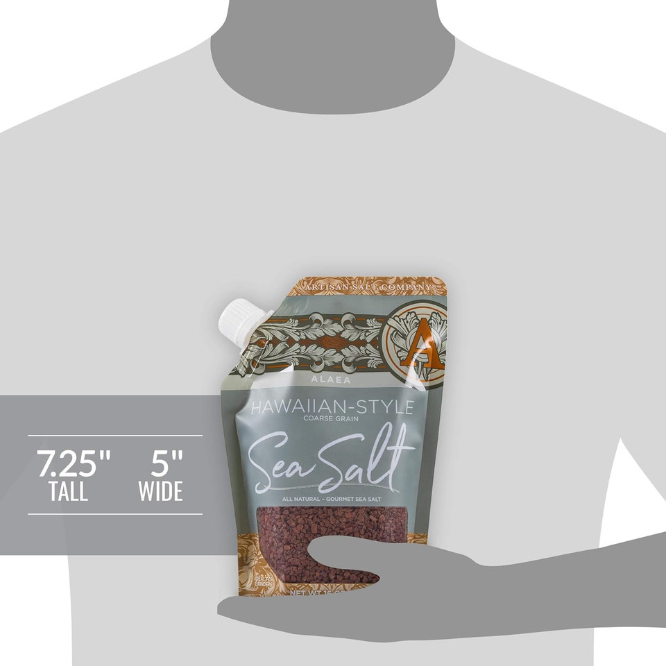 Saltworks Artisan Salt Company Alaea Red Hawaiian-Style Sea Salt, Coarse Grain, Pour Spout Pouch, 16 Ounce
