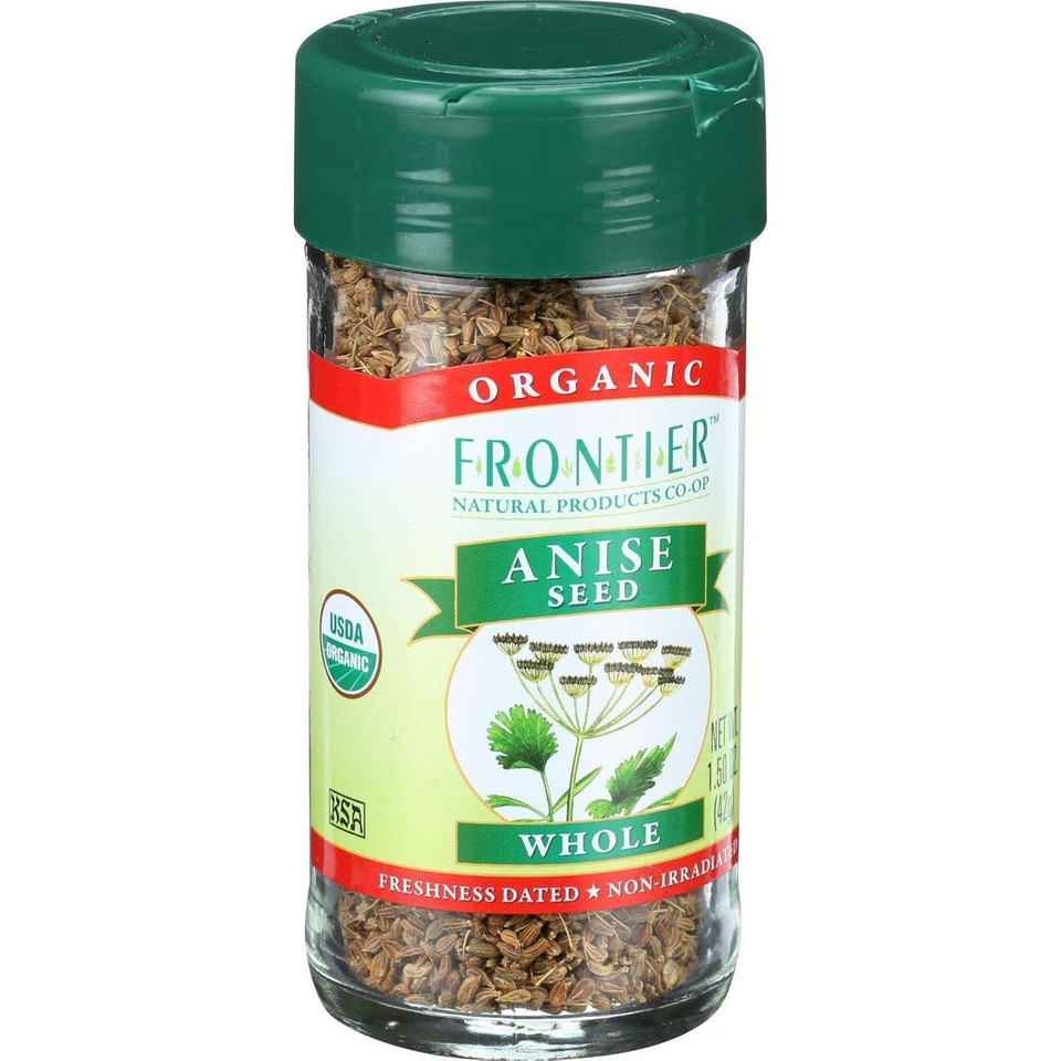 Frontier Co-Op Organic Whole Anise Seed, 1.50-Ounce Jar, Adds Licorice-Like Flavor To Desserts, Stews, Bread, Tea, Kosher