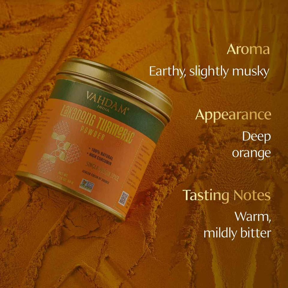Vahdam, Lakadong Turmeric Powder W/High Curcumin (1.7Oz/50G) 100% Raw From India, Gluten-Free, Non-Gmo | Premium Quality & Aroma | Direct From Source1.76 Ounce (Pack Of 1)