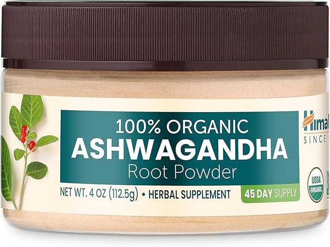 Himalaya Organic Ashwagandha Powder, 45 Day Supply - Herbal Adrenal Support for Stress Relief, Energy Support and Occasional Sleeplessness - USDA Organic, Non-GMO, Vegan, Gluten Free, Flavorless 4 oz