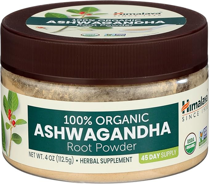 Himalaya Organic Ashwagandha Powder, 45 Day Supply - Herbal Adrenal Support for Stress Relief, Energy Support and Occasional Sleeplessness - USDA Organic, Non-GMO, Vegan, Gluten Free, Flavorless 4 oz
