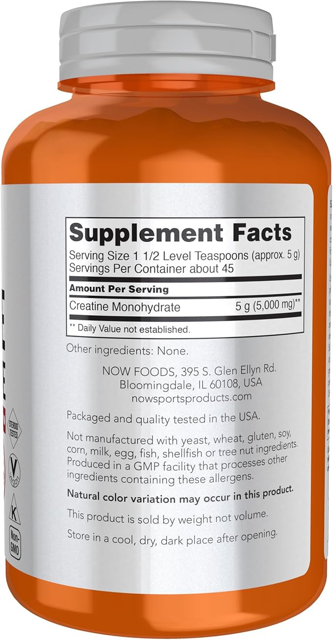 NOW Foods Sports Nutrition, Creatine Monohydrate Powder, Mass Building*/Energy Production*, 8-Ounce