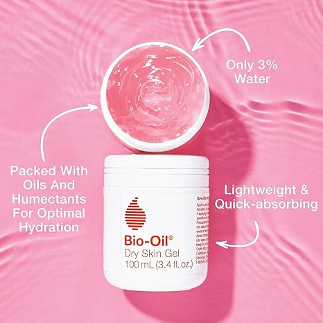 Bio-Oil Dry Skin Gel, Face and Body Moisturizer, Fast Absorbing Hydration, with Soothing Emollients and Vitamin B3, Non-Comedogenic, 3.4 Oz