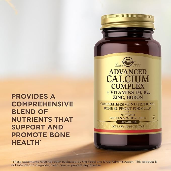 Solgar Advanced Calcium Complex - 120 Tablets, Pack of 2 - with Zinc, Boron, Vitamins D3 & K2 - Non-GMO, Gluten Free, Dairy Free - 60 Total Servings