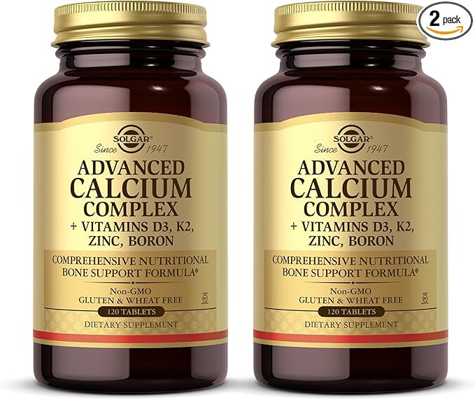 Solgar Advanced Calcium Complex - 120 Tablets, Pack of 2 - with Zinc, Boron, Vitamins D3 & K2 - Non-GMO, Gluten Free, Dairy Free - 60 Total Servings