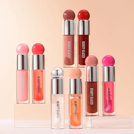 MYUANGO Moisturizing Lip Glow Oil, Hydrating Lip Care Lip Tint, Shiny Lip Glow Vegan Plumping Lip Gloss for Dry Lips (104, Travel Size)