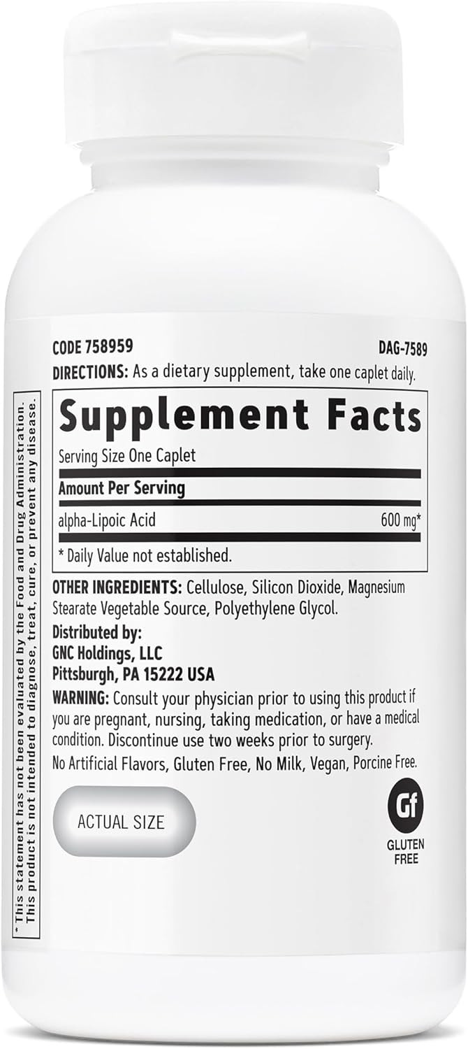 GNC Alpha Lipoic Acid 600 mg, 60 Caplets