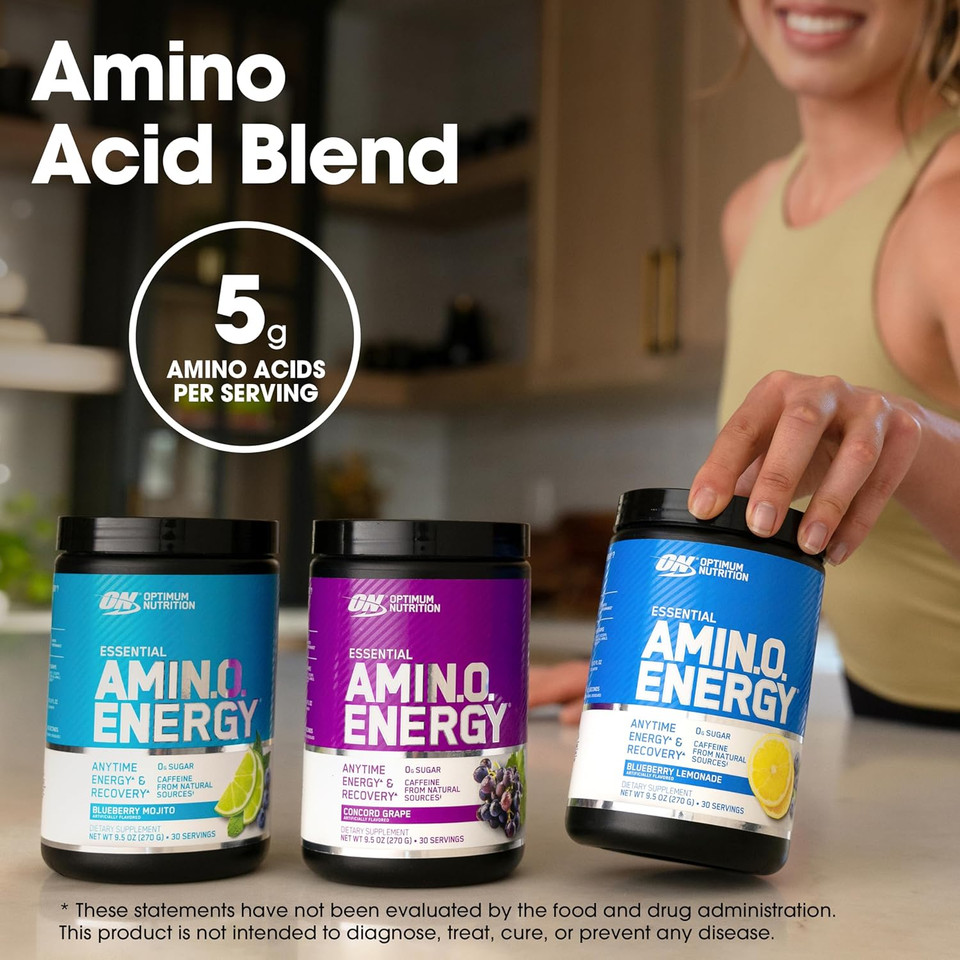 Optimum Nutrition Amino Energy - Pre Workout with Green Tea, BCAA, Amino Acids, Keto Friendly, Green Coffee Extract, Energy Powder - Orange Cooler Packaging May Vary)
