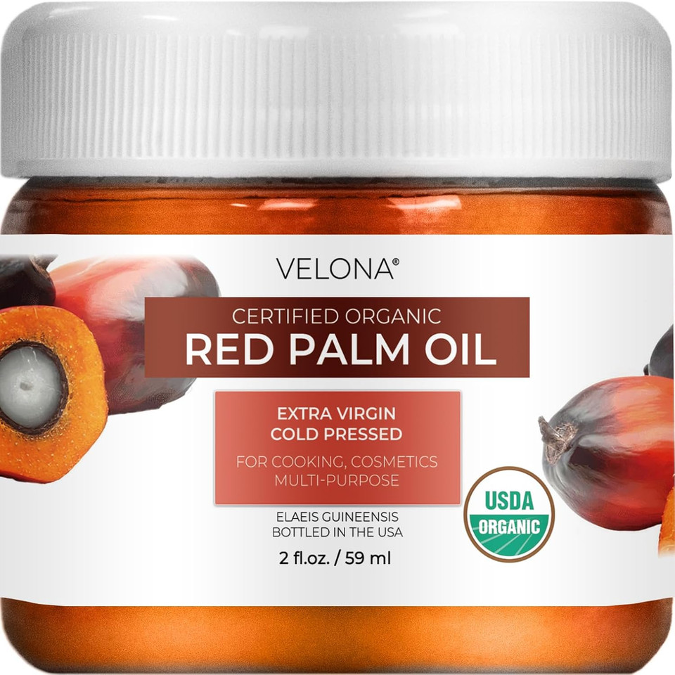 velona USDA Certified Organic Red Palm Oil 1 Gallon / 128 Fl Oz | Food and Cosmetic Grade | in jar | Extra Virgin, Cold Pressed | Skin, Face, Body, Hair Care