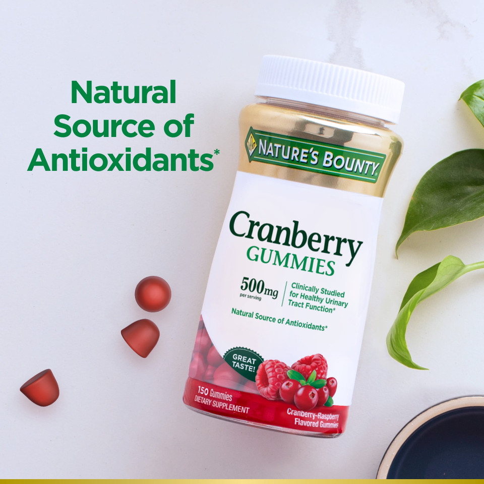 Nature’s Bounty Cranberry Gummies, 500 mg, Cran-Raspberry Flavor, 150 Ct