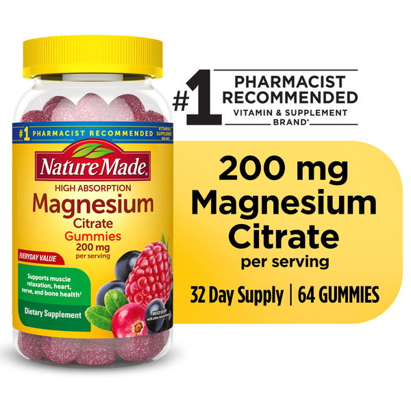 Nature Made High Absorption Magnesium Citrate 200 mg per serving Gummies