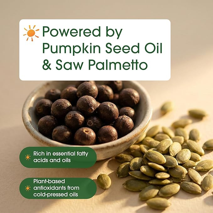 NatureBell Pumpkin Seed Oil 3,000mg with Saw Palmetto - 240 Softgels - Rich in Omega-6 & Omega-9 - Supplement for Heart, Brain, Hair & Bladder Health*