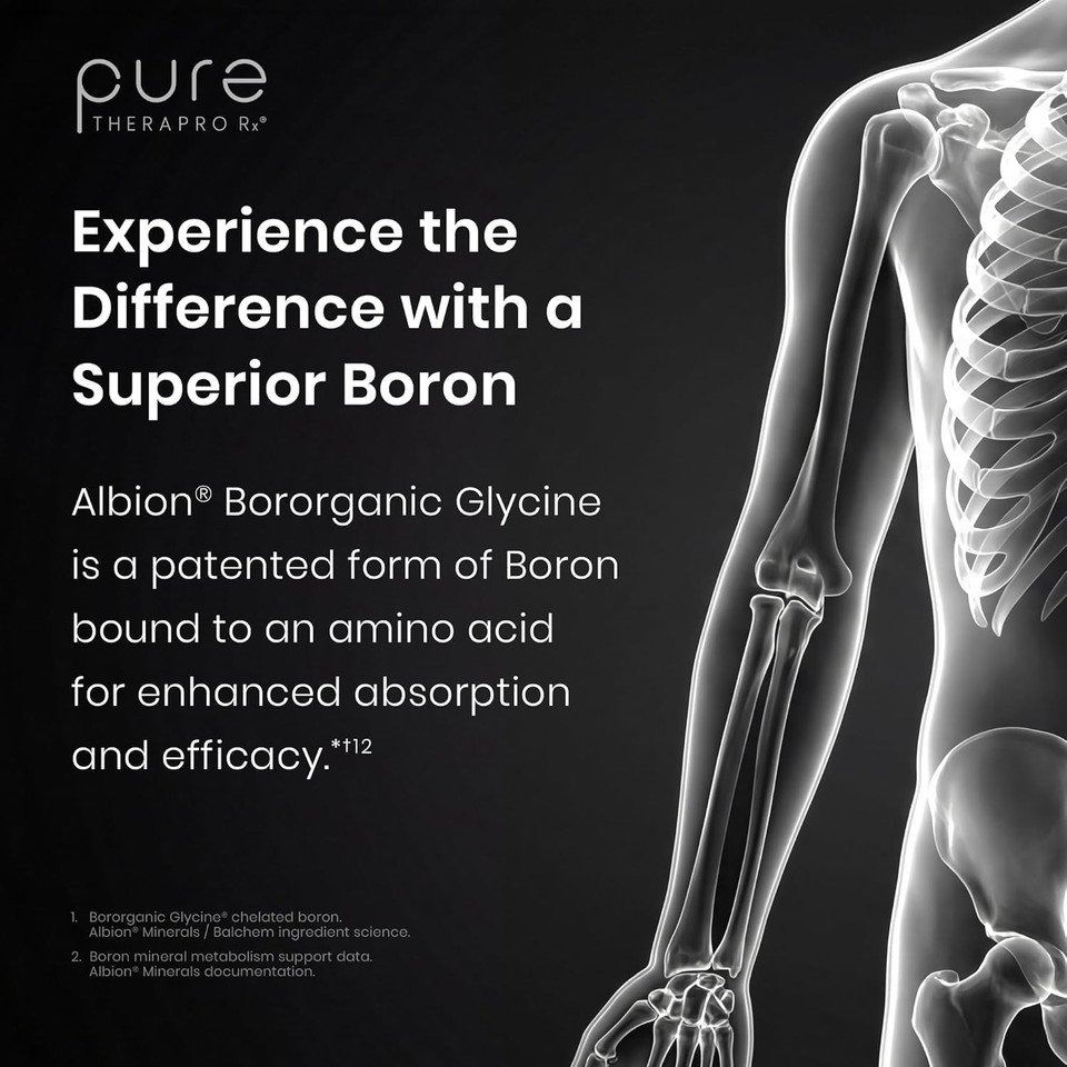 Pure Therapro Rx Bio Boron - Bororganic Glycine Boron for Men & Women - Premium Formula for Bone Health, Joint Flexibility, Cardiovascular Function & Immunity Support (10mg (90 Count))