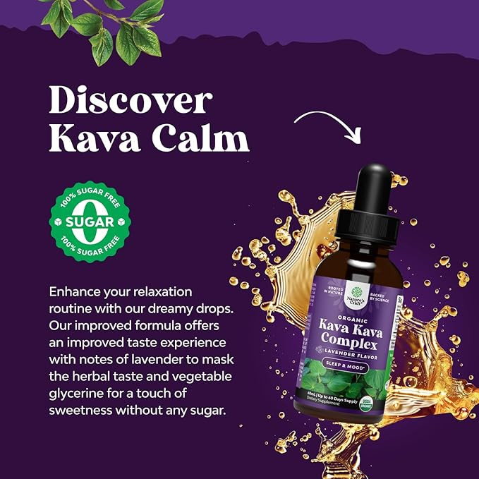 Natures Craft Kava Kava Organic Liquid Drops Supplement - Lavender Flavor - Fast Acting Herbal Support with Kava Root for Balanced Mood - Relax Calming Tonic for Better Sleep - 2 Fl Oz