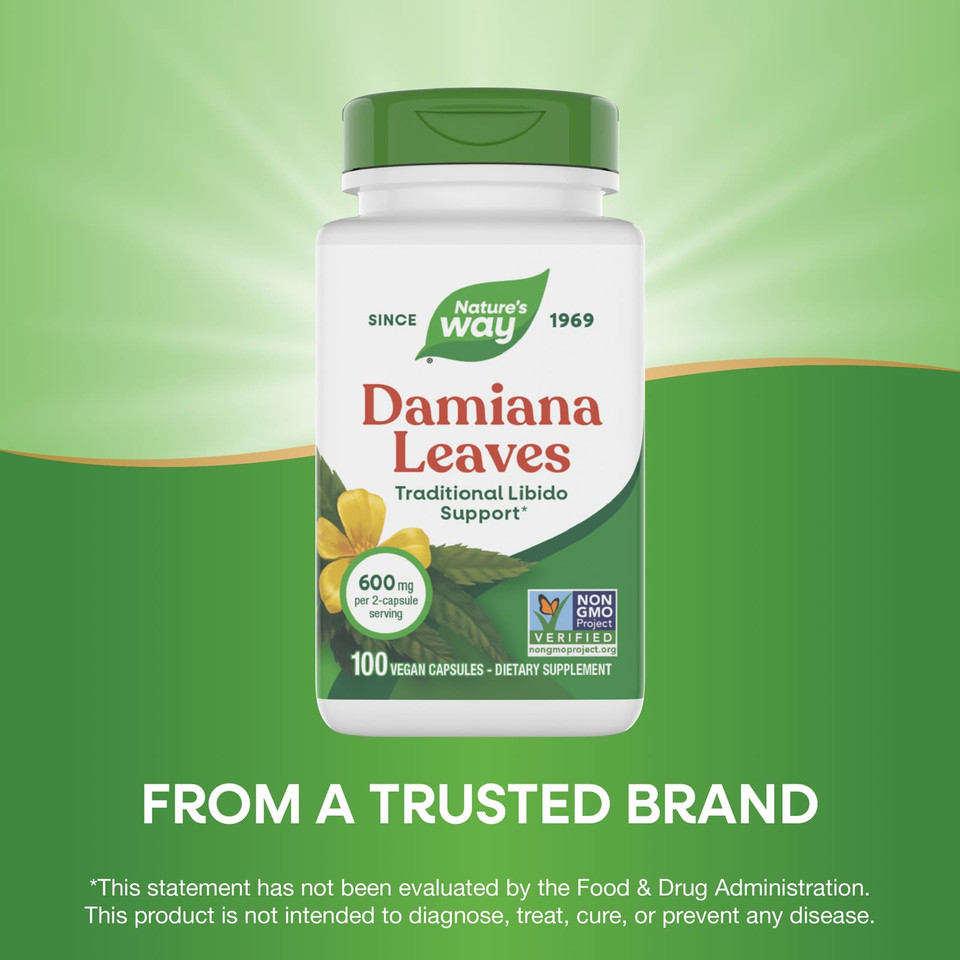 Nature's Way, Damiana Leaves, 100 Vegan Capsules (300 mg per Capsule)