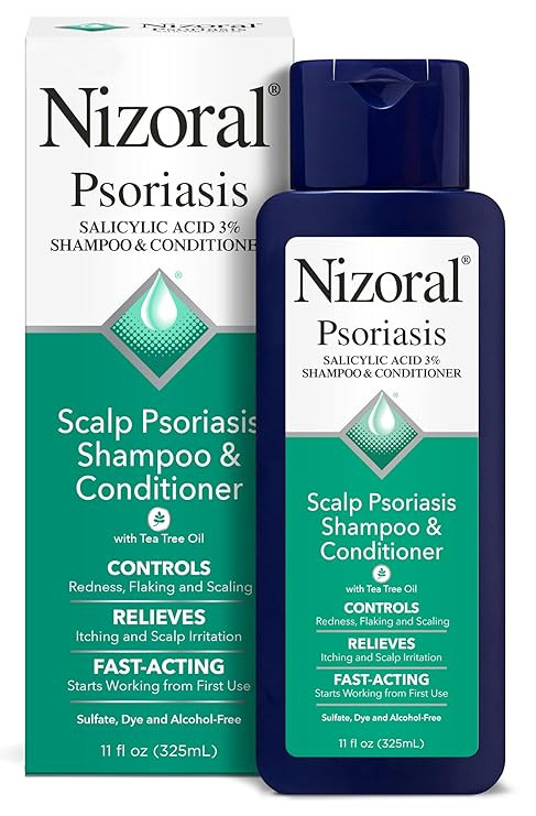 Nizoral Psoriasis Shampoo & Conditioner, 11 Oz, Gentle Scalp Treatment, Relieves Itching and Flaking, Redness and Scaling Effective Scalp Psoriasis Shampoo with Salicylic Acid and Tea Tree Oil