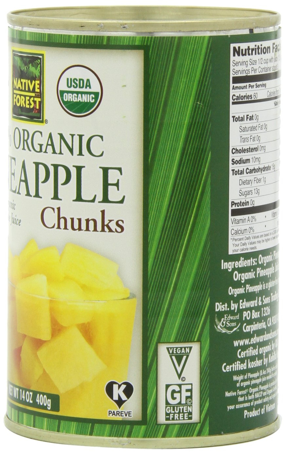 Native Forest Organic Pineapple Chunks, 14 Ounce Cans (Pack of 6)