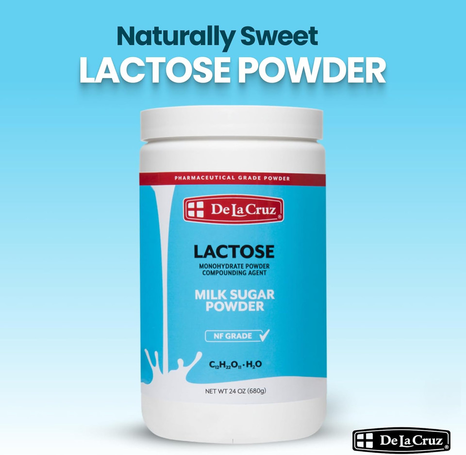 De La Cruz Lactose Powder - Pure Lactose Monohydrate Milk Sugar Nf Grade, 24 Oz