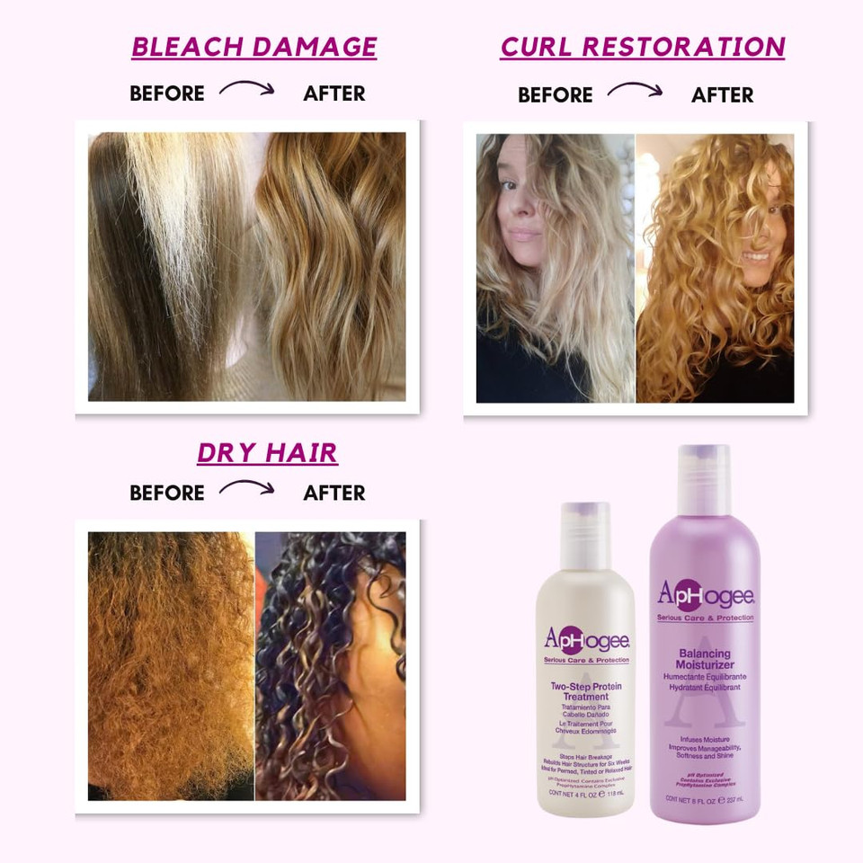 Aphogee Serious Hair Care Double Bundle (Balancing Moisturizer And Twostep Protein Treatment), 8 Fluid Ounces