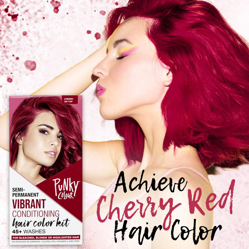 Punky Colour Box Kit Cherry On Top - For Bleached, Blonde Or Highlighted Hair, Non-Damaging Hair Dye, Vegan, Ppd And Paraben Free, Conditions And Transform To Vibrant Hair Color, Lasts Up To 35 Washescherry On Top3.50 Fl Oz (Pack Of 1)