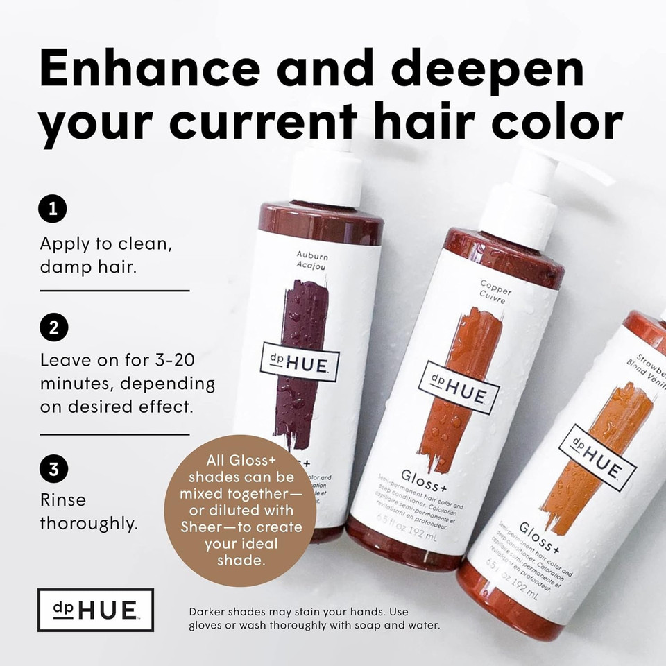 dpHUE Gloss+ - Copper, 6.5 oz - Color-Boosting Semi-Permanent Hair Dye & Deep Conditioner - Enhance & Deepen Natural or Color-Treated Hair - Gluten-Free, VeganCopper