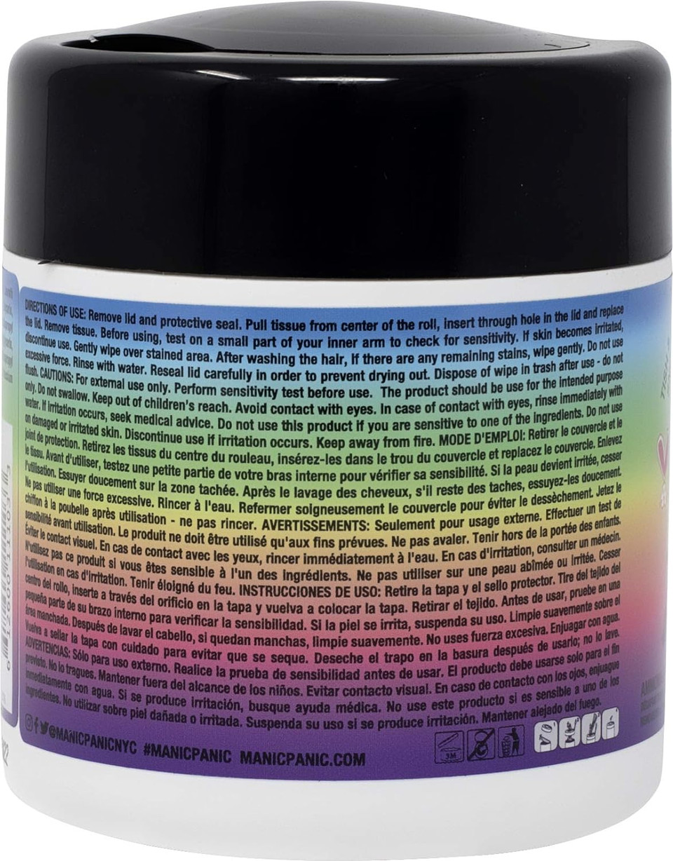Manic Panic Dye Away Wipes - Ammonia Free Hair Color Remover - Easily Removes Semi-Permanent & Permanent Hair Dye From Skin When Coloring Hair - Fresh Floral Scent (50 Count)