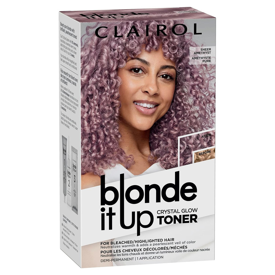 Clairol Blonde It Up Crystal Glow Toners Demi-Permanent Hair Dye, Sheer Amethyst Hair Color, Pack Of 1Sheer Amethyst