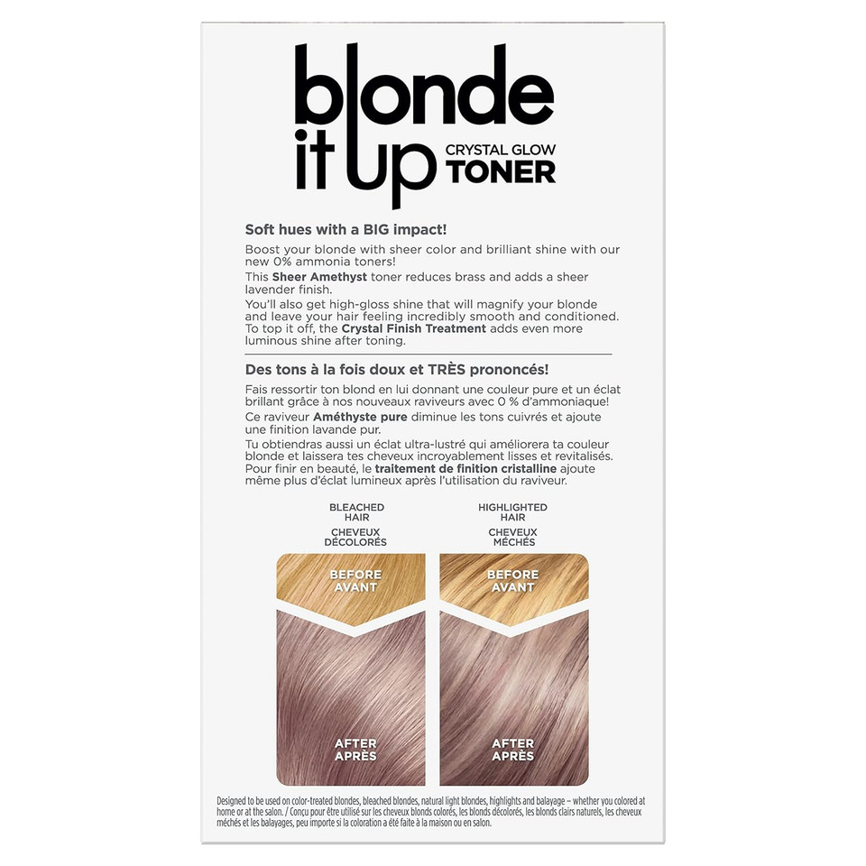 Clairol Blonde It Up Crystal Glow Toners Demi-Permanent Hair Dye, Sheer Amethyst Hair Color, Pack Of 1Sheer Amethyst