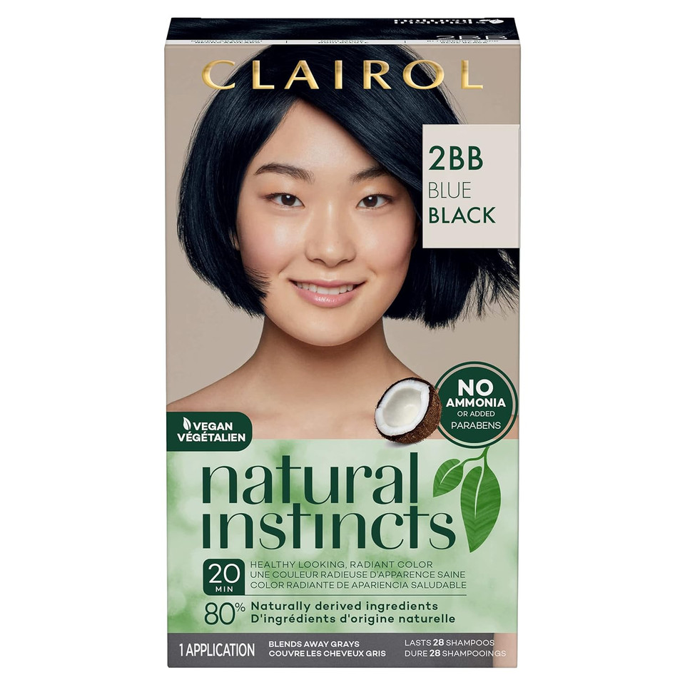 Clairol Natural Instincts Demi-Permanent Hair Dye, 2Bb Blue Black Hair Color, Pack Of 12Bb Blue Black