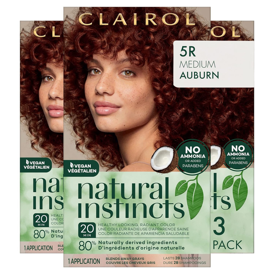 Clairol Natural Instincts Demi-Permanent Hair Dye, 5R Medium Auburn Hair Color, Pack Of 35R Medium Auburn5.85 Fl Oz (Pack Of 3)
