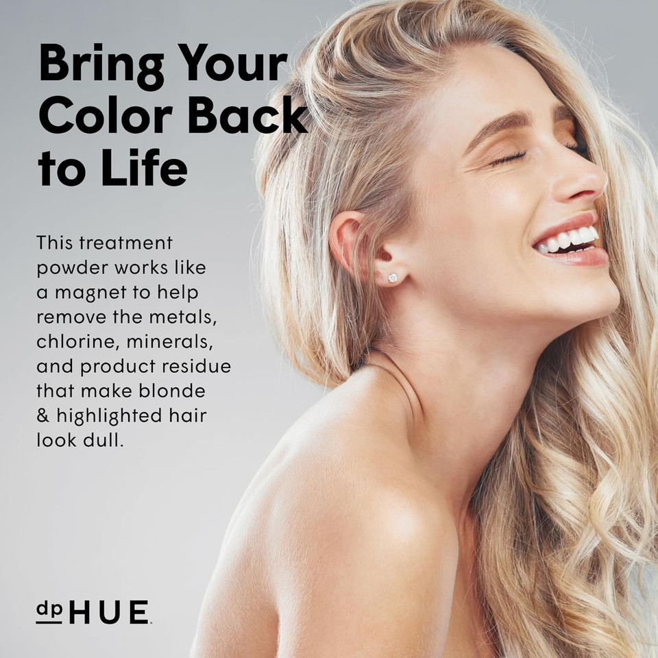 Dphue Brightening Powder - 6 Uses - Boosts Brightness & Shine Of Blonde Or Highlighted Hair - Removes Minerals, Metals, Chlorine & Impurities - Color-Safe Formula - Cruelty Free