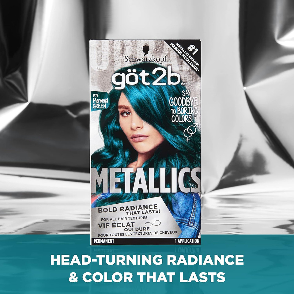 Got2B Metallics Permanent Hair Color, M77 Mermaid Greenmermaid Green