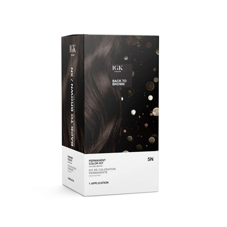 Igk Permanent Color Kit | Easy Application + Strengthen + Shine | Vegan + Cruelty Free + Ammonia Free | Bright Fantasy Color Shadesback To Brown (Natural Brown 5N)