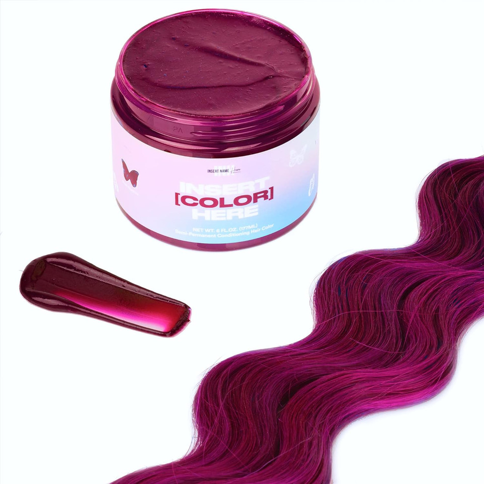 Inh Semi Permanent Hair Color Fuchsia Crystal, Color Depositing Conditioner, Temporary Hair Dye, Tint Conditioning Hair Mask, Safe, Pink Hair Dye - 6Ozfuchsia Crystal