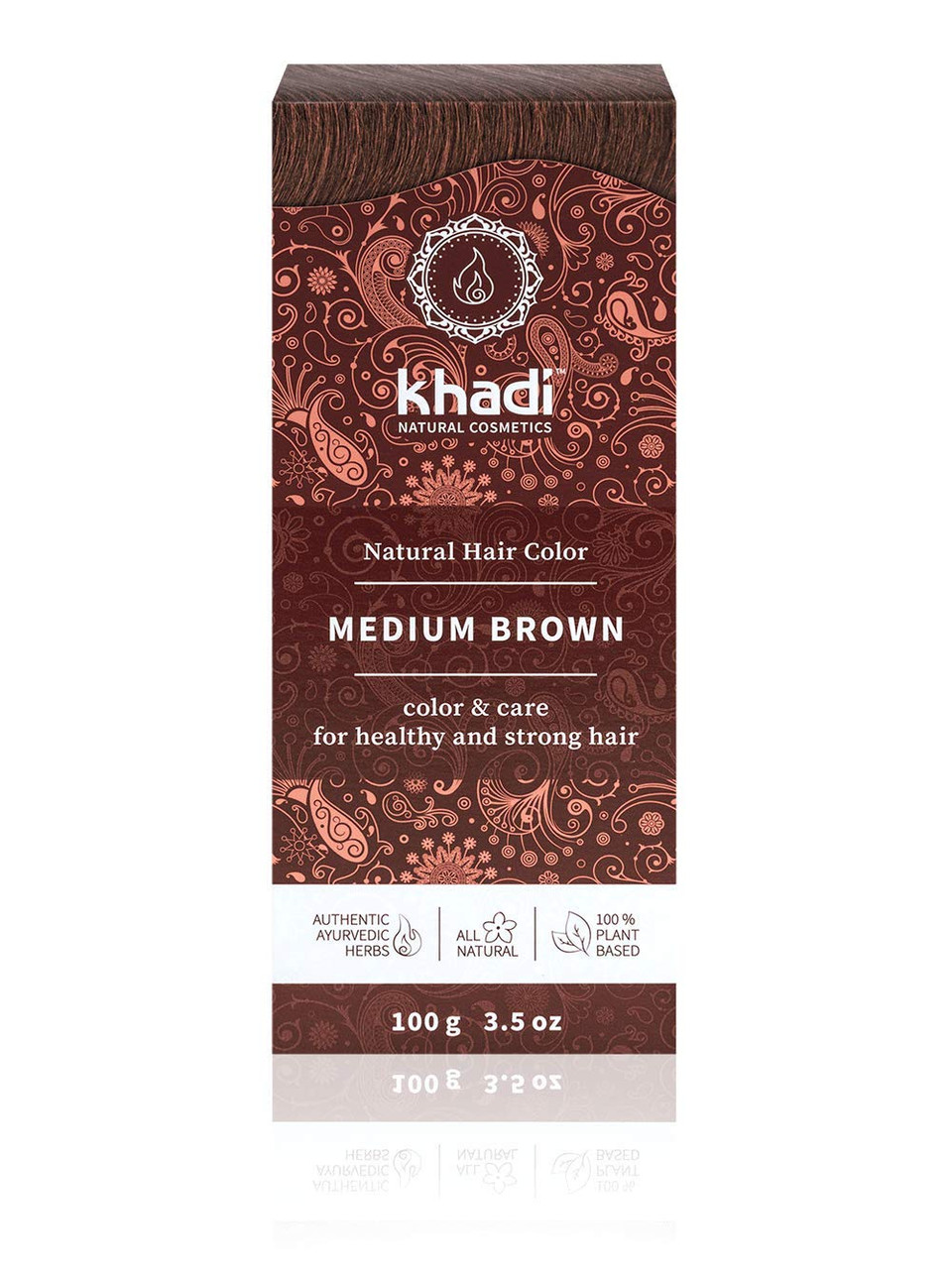 Khadi Medium Brown Natural Hair Color, Plant Based Hair Dye For Lively Warm Cinnamon To Strong, Deep Medium Brown 100% Herbal, Vegan, Ppd & Chemical Free, Natural Cosmetic For Healthy Hair 3.5Ozmedium Brown3.5 Ounce (Pack Of 1)