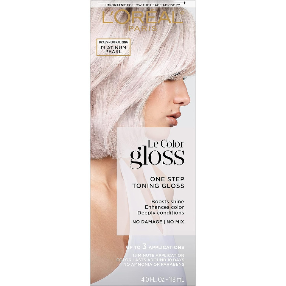 Lã¢ÂOrã£Â©Al Paris Le Color Gloss One Step In-Shower Toning Hair Gloss For Bleached Hair, Neutralizes Brass, Conditions & Boosts Shine, Platinum Pearl, 4 Ounceplatinum Pearl