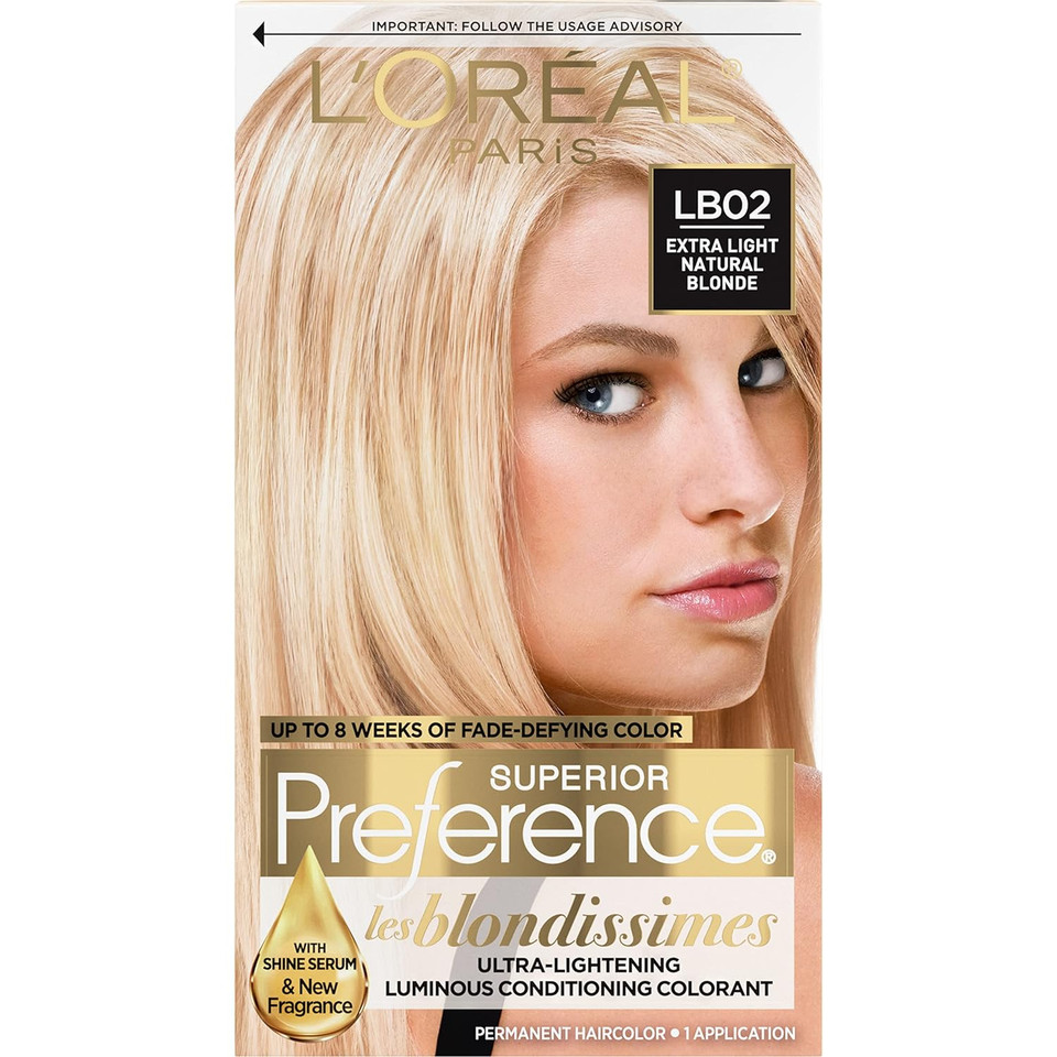 L'Oreal Paris Superior Preference Fade-Defying + Shine Permanent Hair Color, Lb02 Extra Light Natural Blonde, Pack Of 1, Hair Dyelb02 Extra Light Natural Blonde1 Count (Pack Of 1)