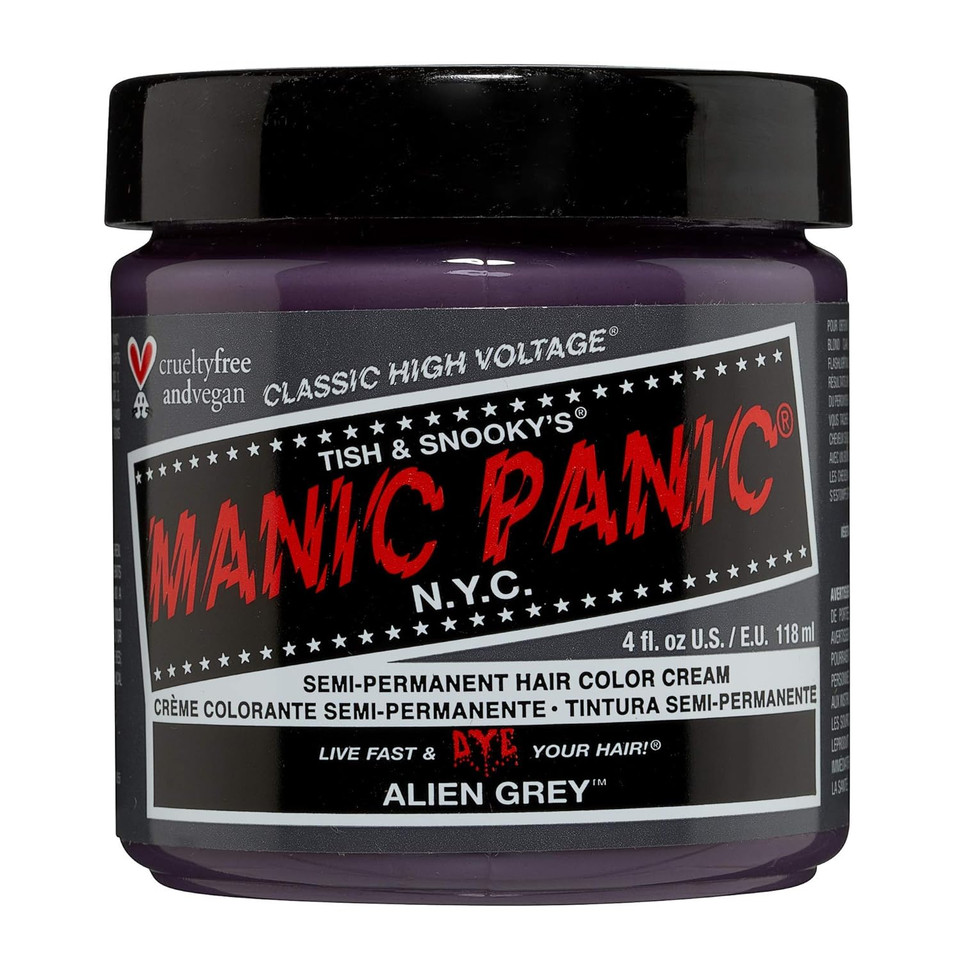 Manic Panic Alien Grey Hair Dye  Classic High Voltage - Semi-Permanent Hair Color - Cool, Medium Slate Grey Shade - Vegan, Ppd & Ammonia-Free - For Coloring Hair On Women & Menalien Grey