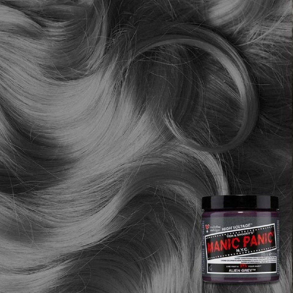 Manic Panic Alien Grey Hair Dye  Classic High Voltage - Semi-Permanent Hair Color - Cool, Medium Slate Grey Shade - Vegan, Ppd & Ammonia-Free - For Coloring Hair On Women & Menalien Grey