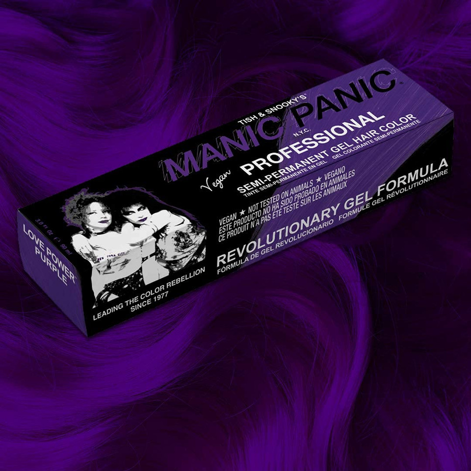 Manic Panic Professional Love Power Purple - Medium Red Based Violet Purple Semi Permanent Gel Hair Color - Lasts Through 40+ Washes - No Developer Required (3Oz)