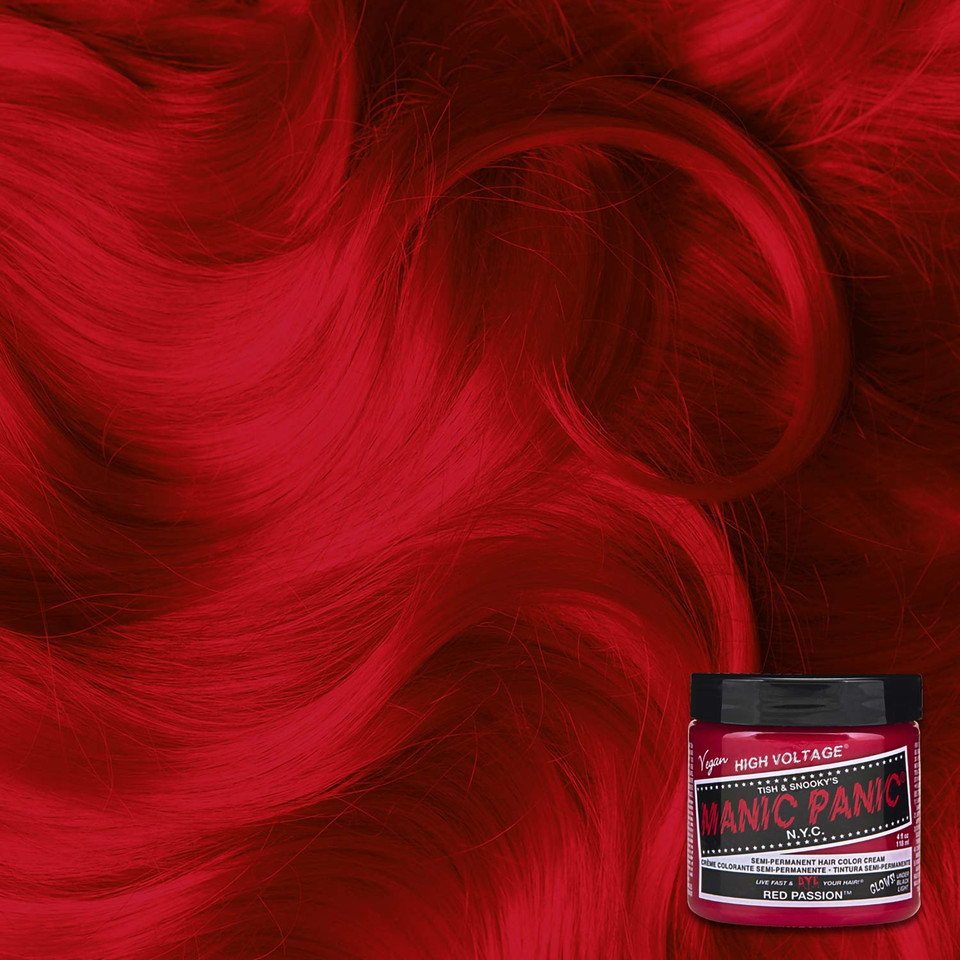 Manic Panic Red Passion Hair Dye  Classic High Voltage - (2Pk) Semi Permanent Hair Color - Glows In Blacklight - Medium Strawberry Red With Pink Tint - Vegan, Ppd & Ammonia Free - For Coloring Hair