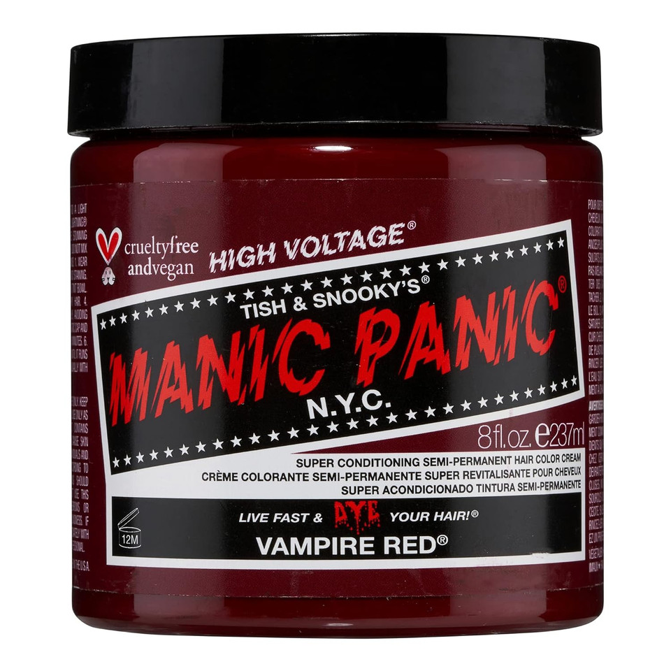 Manic Panic Vampire Red Hair Dye - Classic High Voltage - Semi Permanent Deep, Blood Red Hair Color - Vegan, Ppd And Ammonia Free (8Oz)