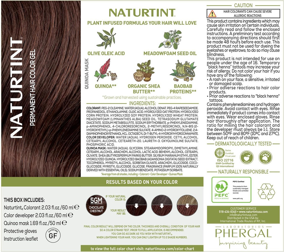 Naturtint Permanent Hair Color 5Gm Chocolate Chestnut (Pack Of 1), Ammonia Free, Vegan, Cruelty Free, Up To 100% Gray Coverage, Long Lasting Results