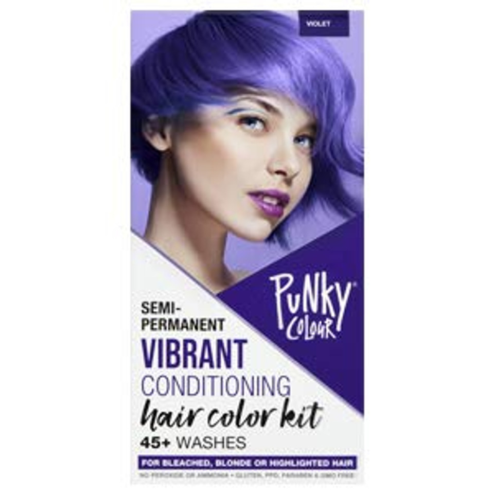 Punky Colour Box Kit Violet - For Bleached, Blonde Or Highlighted Hair, Non-Damaging Hair Dye, Vegan, Ppd And Paraben Free, Conditions Hair, Vibrant Hair Color, Lasts Up To 35 Washesviolet3.5 Fl Oz (Pack Of 1)