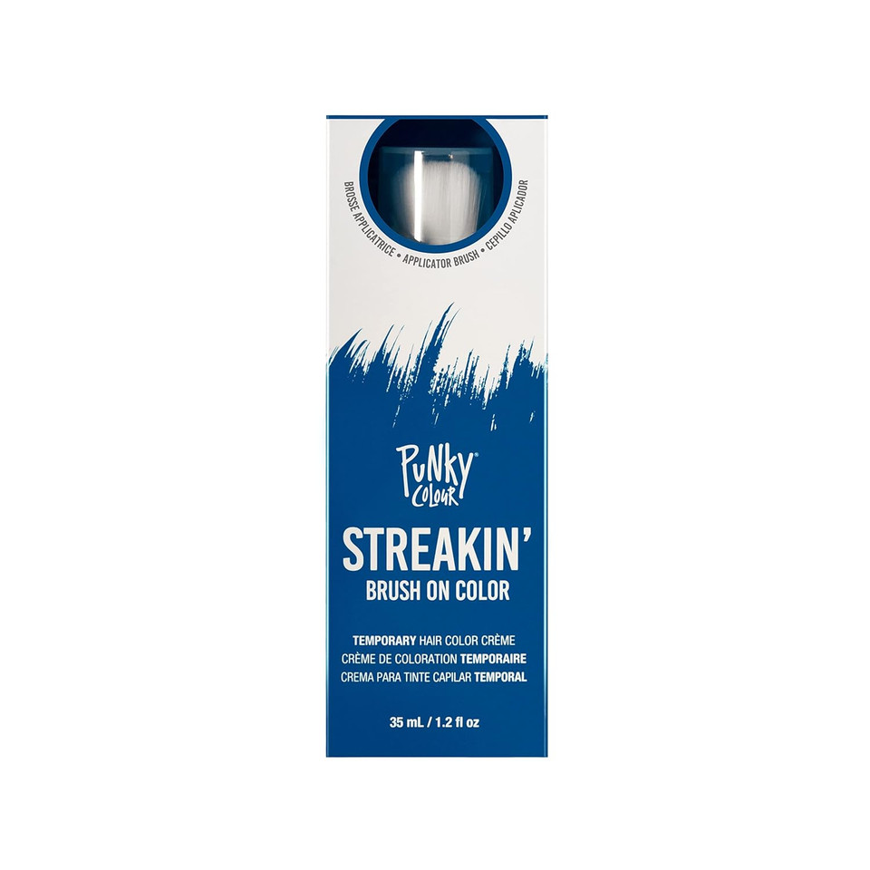 Punky Colour Streakin' Brush On Color Navy, Temporary Hair Color Creme, Instant, Diy Hairstyle, Vibrant, Soft Hold, Men Women Kids, Easy-Squeeze Tube, 1.2 Fl Oznavy