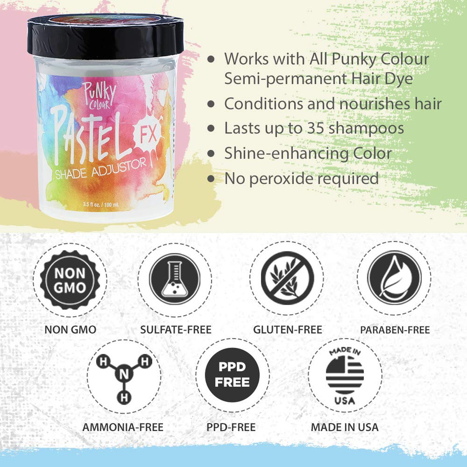 Punky Pastelfx Shade Adjustor Semi Permanent Conditioning Hair Color, Vegan, Ppd And Paraben Free, Lasts Up To 25 Washes, 3.5Ozpunky Pastelfx Shade Adjustor Punky Pastelfx Shade Adjustor Semi Permanent Conditioning Hair Color, Vegan, Ppd And Paraben Free, Lasts Up To 25 Washes, 3.5Ozpunky Pastelfx Shade Adjustor