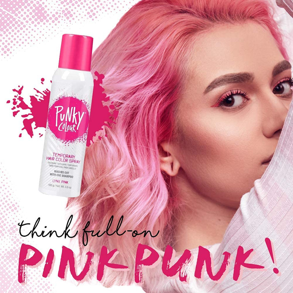 Punky Temporary Hair Color Spray, Lynx Pink, Fast-Drying, Non-Sticky, Non-Damaging, Travel Size Hair Dye For Instant Vivid Hair Color, 3.5 Ozlynx Pink3.50 Ounce (Pack Of 1)