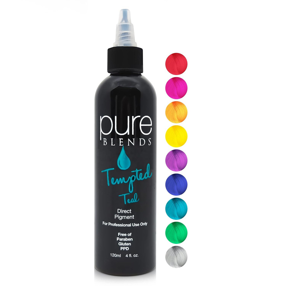 Pure Blends Tempted Semi Permanent Direct Hair Dye Pigment | Stain With Vivid Tones | For Color Treated Hair | Keratin Infused & Cruelty Free | Sulfate Free Sodium Chloride Free Ppd & Paraben Freeteal