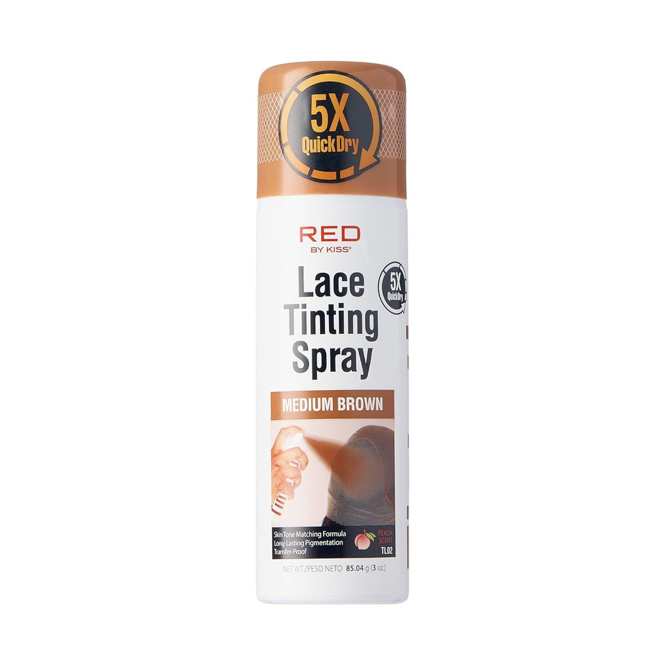 Red By Kiss Lace Tinting Spray Long-Lasting Pigmentation, Transfer-Proof, Peach Scent 3 Oz (Medium Brown)Medium Brown