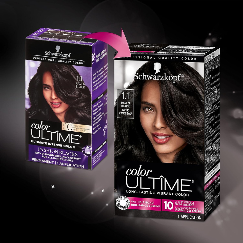 Schwarzkopf Color Ultime Permanent Hair Color Cream, 1.1 Raven Black1.1 Raven Black